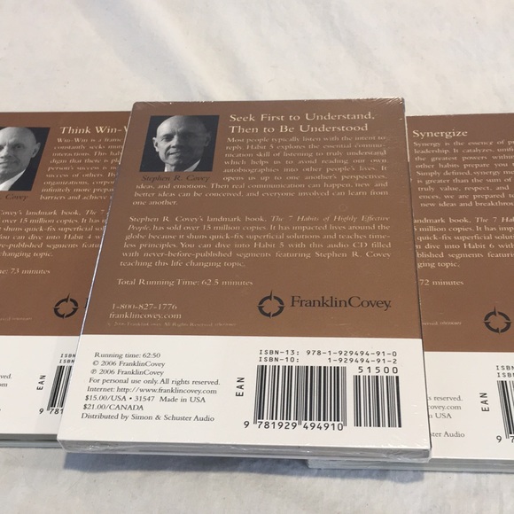Stephen R Covey 7 Habits of Highly effective People Audio CDs Habits 4-5 & 6 NEW - Picture 7 of 9